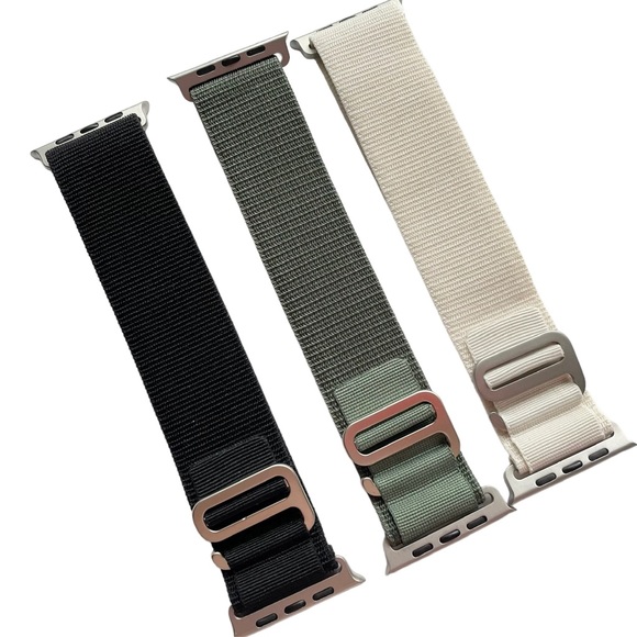 NEW 3 Alpine Loop Band Apple Watch ULTRA 49mm Starlight Olive Black NWT - Picture 2 of 11